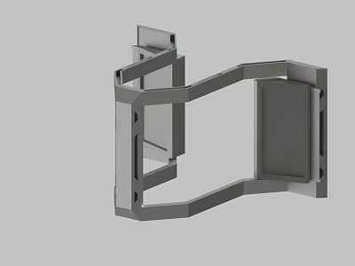 Gray Industrial Metal Frame Structure 3D Model With Connected Components 3d model