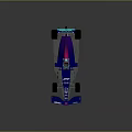 Blue and Pink Streamlined Formula One Racing Car with Rear Wing and Tires