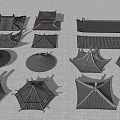 Traditional Chinese Architectural Components Including Roof Tiles Eaves And Decorative Structures