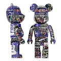 Unique Colorful Bear Figurine Decorative Ornament Set with Graffiti Art Design and Modern Home Decor