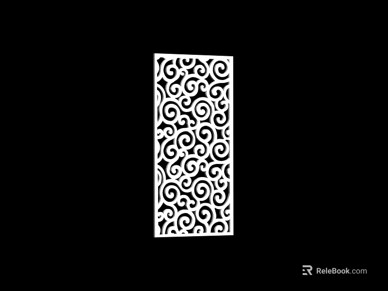 Elegant White Room Divider With Intricate Laser Cut Spiral Pattern Design 3d model 