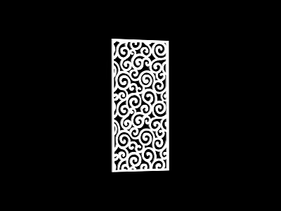 Elegant White Room Divider With Intricate Laser Cut Spiral Pattern Design 3d model