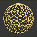 Yellow Intricate Hollow Sphere With Geometric Design And Modern Artistic Structure