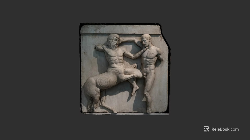 Cultural Art Exhibition Hall Featuring Ancient Greek Mythological Relief Sculpture With Centaur And Human Figures 3d model 