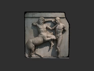 Cultural Art Exhibition Hall Featuring Ancient Greek Mythological Relief Sculpture With Centaur And Human Figures 3d model