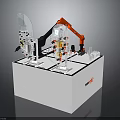 KUKA Industrial Robot As Role With Bionic Arm On White Display Platform Structure