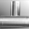 Perforated Metal Tubes With Round Holes Shiny Surface And Cylindrical Design