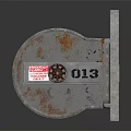 Vintage Industrial Mechanical Component With Circular Opening Gear Structure 013 And Concrete Base