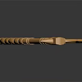 Golden War Hammer With Twisted Handle Spiked Head And Crescent Blade Pendant