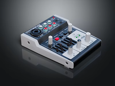 Professional Commercial Audio Mixer with Control Knobs Sliders Buttons and Indicator Lights 3d model