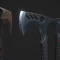Handcrafted Battle Axes With Unique Metal Blades Black Handles And Red Accents