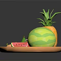 Colorful Assorted Fresh Fruits Platter With Pineapple Watermelon Banana Avocado And Pear