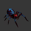Giant Blue Striped Spider With Red Eyes And Long Legs In 3D Render