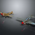 Detailed Vintage Model Airplanes With Brown And Gray Bodies Propellers And Wheels