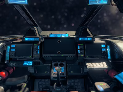 Fighter Jet Cockpit Interior With High Tech Displays In Starry Space 3d model