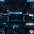 Fighter Jet Cockpit Interior With High Tech Displays In Starry Space 3d model