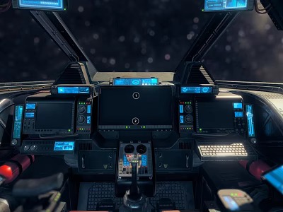 Fighter Jet Cockpit Interior With High Tech Displays In Starry Space 3d model Fighter Jet Cockpit Interior With High Tech Displays In Starry Space 3d model