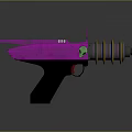 Futuristic Purple Weapon Gun With Yellow Spiral Structure And Black Handle Design