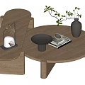 Log wind coffee table combination 3d model