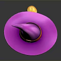 Cute Little Witch Girl Cartoon Character Wearing Purple Hat Red Belt And Purple Outfit