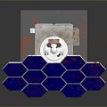 Computer Hardware Component Hexagonal Blue Module With White Stand Base And Modern Design Structure