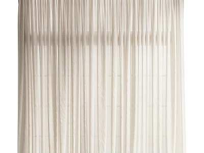 Elegant Beige Linen Curtain With Soft Pleated Design For Home Interior 3d model