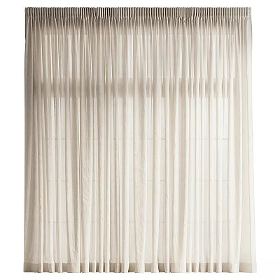 Elegant Beige Linen Curtain With Soft Pleated Design For Home Interior 3d model