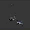 Three Sharks in Different Swimming Poses with Realistic Features and Design 3d model