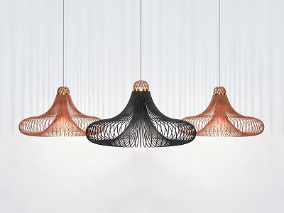 New Chinese Chandelier Rattan Chandelier Lamps 3d model