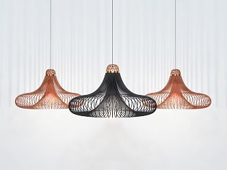 New Chinese Chandelier Rattan Chandelier Lamps 3d model