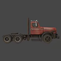 Vintage Red Heavy Duty Truck With Classic Front Design And Large Tires