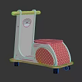 Wooden Children's Toy Cart With White Body Pink Polka Dot Seat And Handle