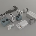 Industrial Equipment Design With Various Machinery Components And Control Panels