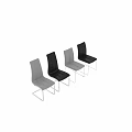 Stylish Modern White And Black Leather Stools With Metal Frame Design 3d model