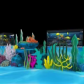 Vibrant Underwater Aquarium Scene With Colorful Corals Seaweed And Tropical Fish