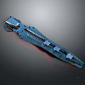 Streamlined Futuristic Water Vehicle With Metallic Skeletal Frame And Red Accent Details