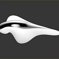 White Abstract Sculpture with Smooth Surface Circular Hole and Curved Shape on Dark Background