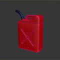 Red Plastic Fuel Canister With Black Nozzle And Handle For Home Use
