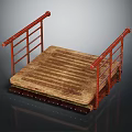 Elegant Wooden Platform Furniture With Red Decorative Railings And Solid Wood Material