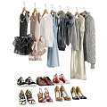 Fashionable Clothes Collection Featuring Dresses Coats Sweaters and Matching Shoes Including Sneakers Heels