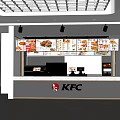 KFC Restaurant Kitchen Area With Order Counter And Menu Boards 3d model