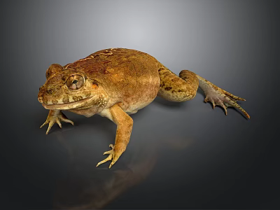 Brown Toad With Rough Skin And Bulging Eyes On Smooth Surface 3d model