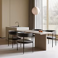 Modern Dining Table and Chair Combination Dining Table and Chair Chandelier 3d model