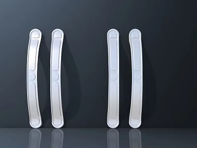 Modern Silver Metal Handles with Long Strip Design for Furniture on Dark Background 3d model