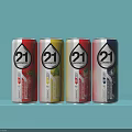 Colorful 21 Beverage Cans With Various Fruit Flavors And Modern Design