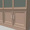 Traditional Wooden Wine Cabinet With Glass Doors And Multiple Shelves Design