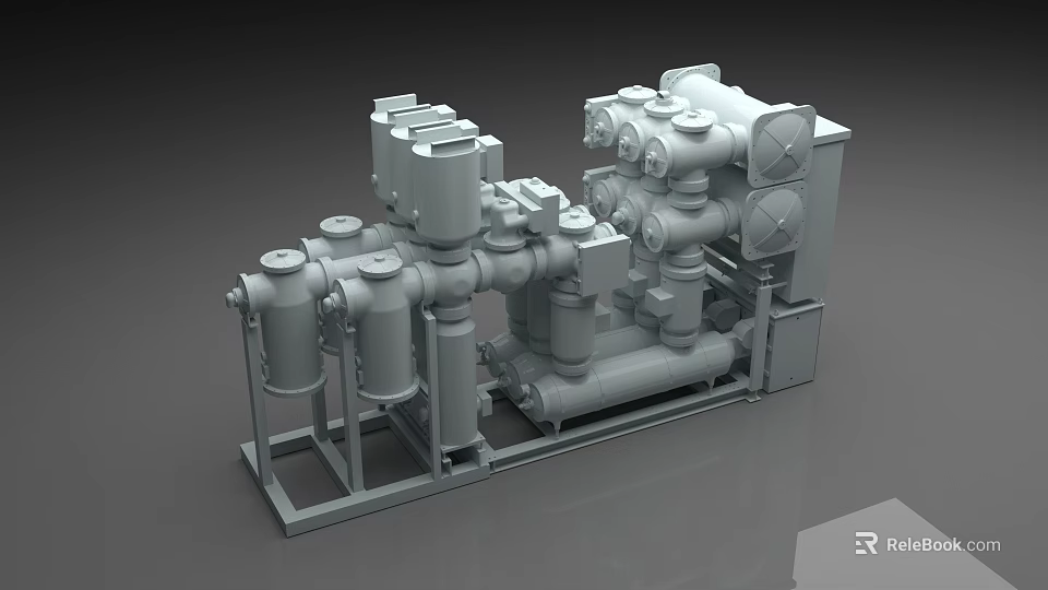 Industrial Equipment System With Pipes Valves Tanks And Mechanical Components Design 3d model 