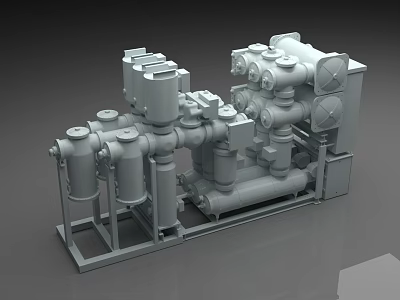 Industrial Equipment System With Pipes Valves Tanks And Mechanical Components Design 3d model