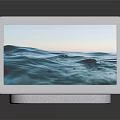White Tablet With Ocean Wave Screen Display On Black Surface Stand 3d model
