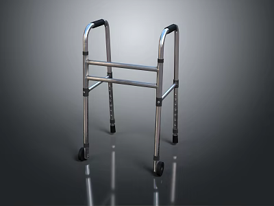 Sturdy Medical Device Walker With Wheels And Adjustable Frame For Mobility Support 3d model